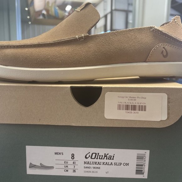 Men\'s OluKai Nalukai Kala Slip-On Sand/Bone Leather - Size 8 - 10409-3619 main image 11